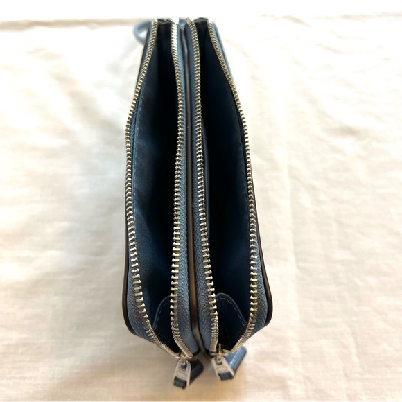 Coach Tan Double Corner Zip Wristlet in Signature Canvas & Blue Fabric Interior - Picture 5 of 14